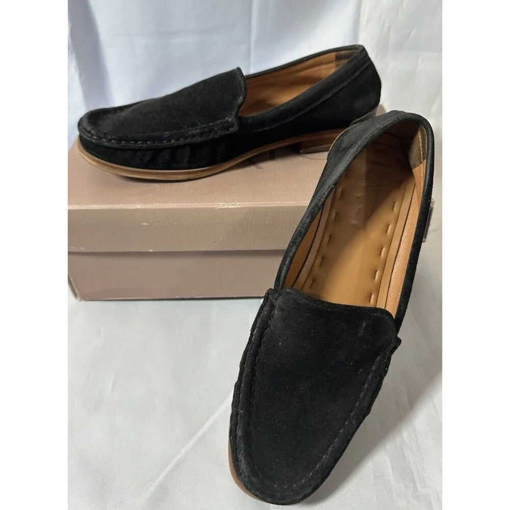 SARTO Franco Sarto Women's A. Gina Moc Toe Classic  Loafer Black Suede Size 6M